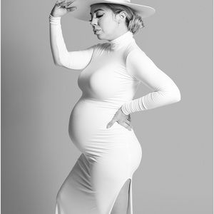 Bumpsuit white turtleneck maternity dress